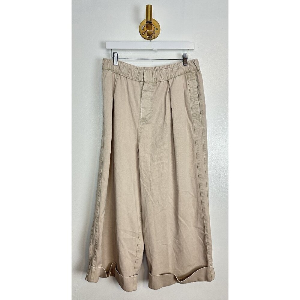 FREE PEOPLE After Love Roll Cuff Wide Leg Pants in Sandshell Size Medium - Picture 4 of 13